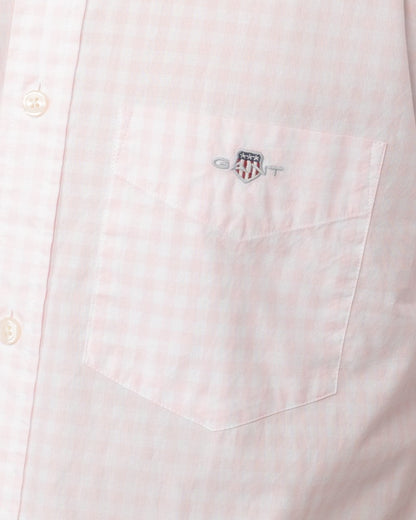 GANT Mens Regular Fit Short Sleeve Poplin Gingham Shirt - 662 Light Pink
