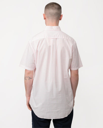 GANT Mens Regular Fit Short Sleeve Poplin Gingham Shirt - 662 Light Pink