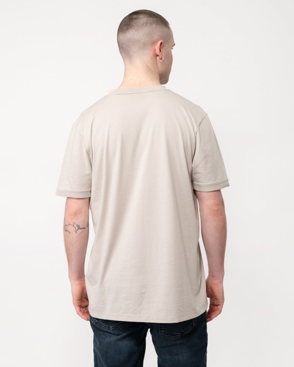 HUGO Diragolino212 Label Logo Mens T-Shirt - Light/Pastel Grey 055