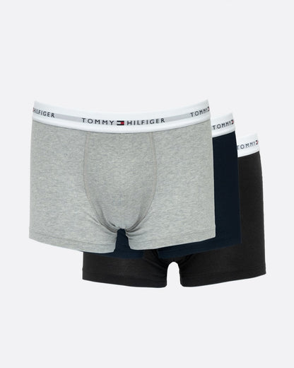 Tommy Hilfiger 3 Pack Mens Contrast Trunks - Desert Sky/Black/Grey Heather