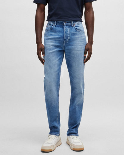 BOSS Orange BOSS Orange Taber BC-C Mens Tapered Fit Jeans in Bright Blue Comfort-Stretch Denim