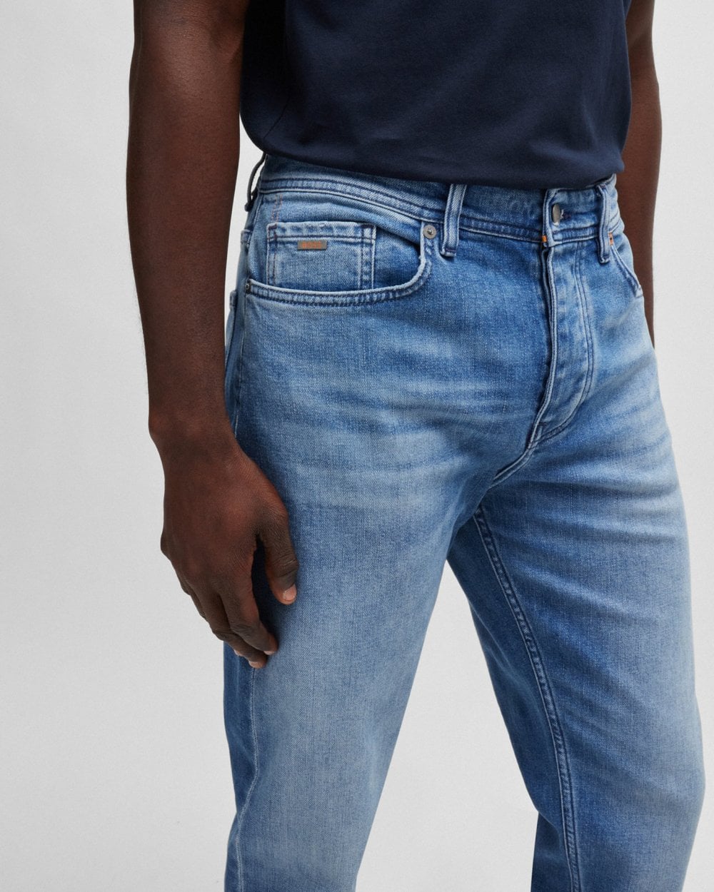 BOSS Orange BOSS Orange Taber BC-C Mens Tapered Fit Jeans in Bright Blue Comfort-Stretch Denim