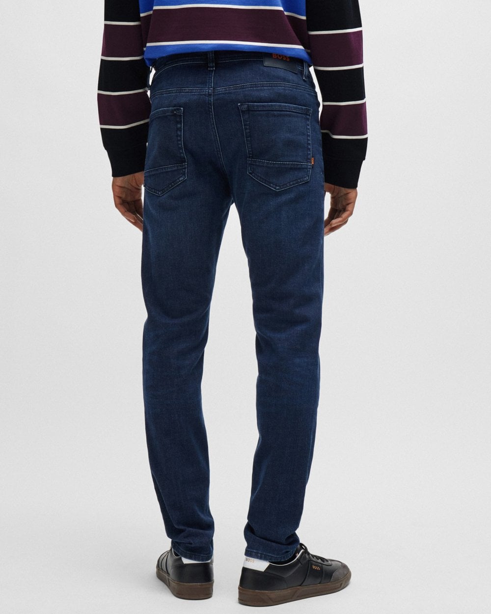 BOSS Orange BOSS Orange Taber BC-P-1 Mens Tapered Fit Jeans in Dark Blue Super-Stretch Denim