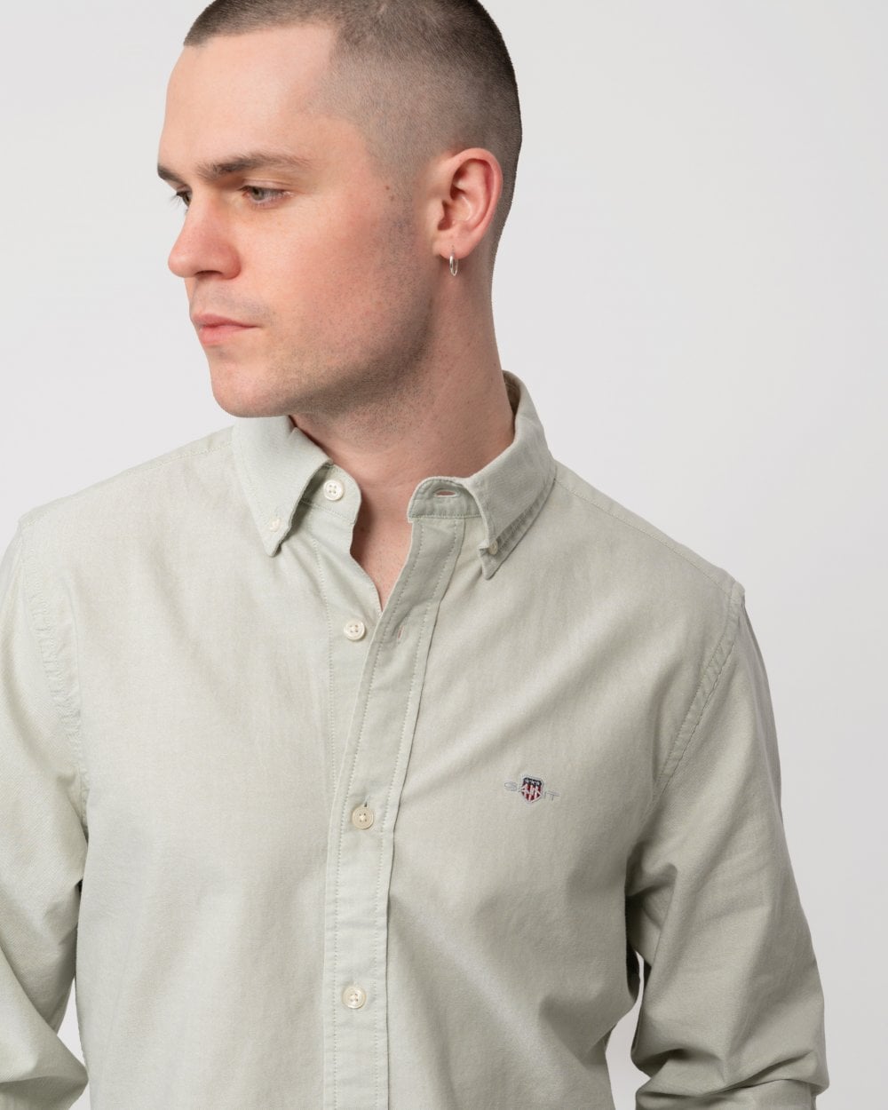 GANT Mens Slim Fit Long Sleeve Oxford Shirt - 345 Milky Matcha