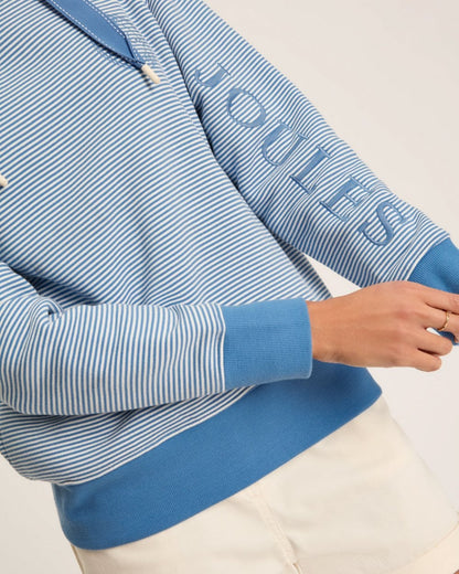 Joules Rushton Womens Cowl Neck Hoodie - Cream Blue Stripe