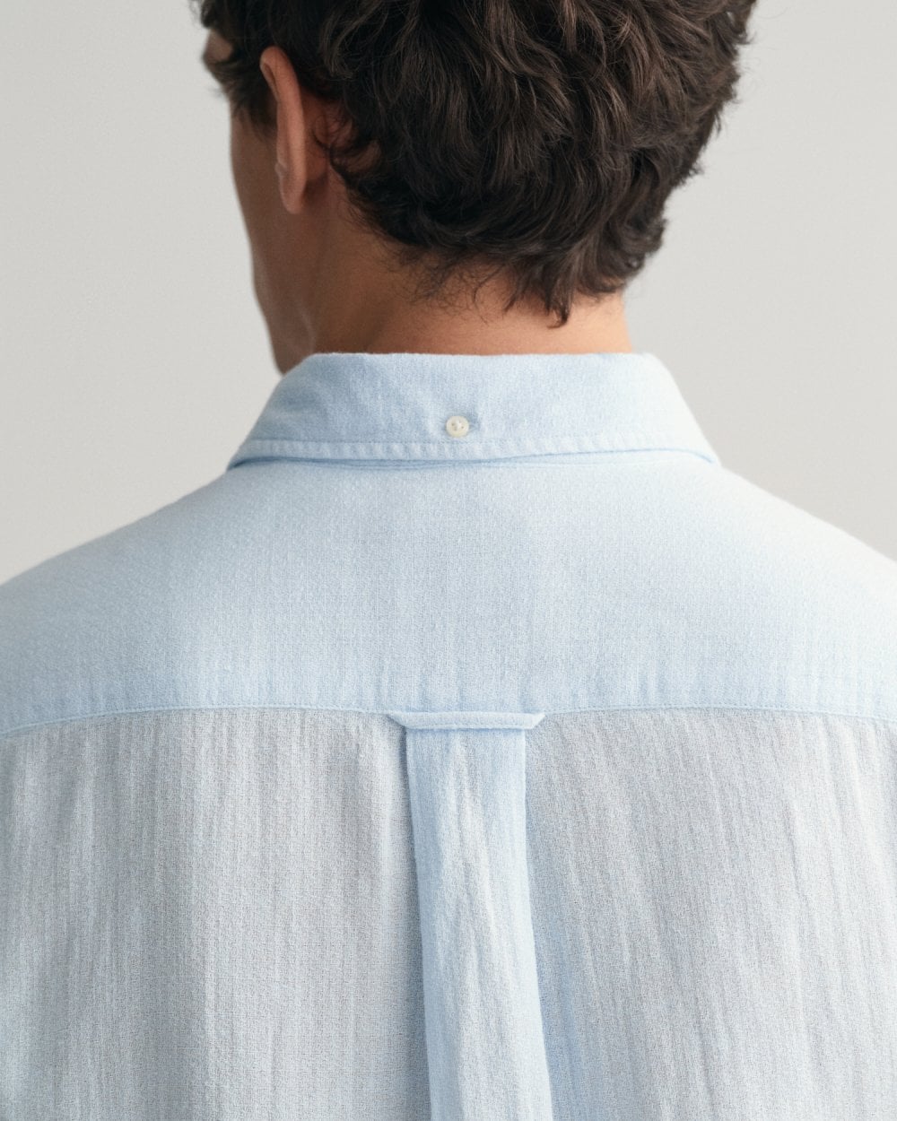 GANT Mens Regular Fit Cotton Linen Texture Short Sleeve Shirt - 457 Fresh Blue
