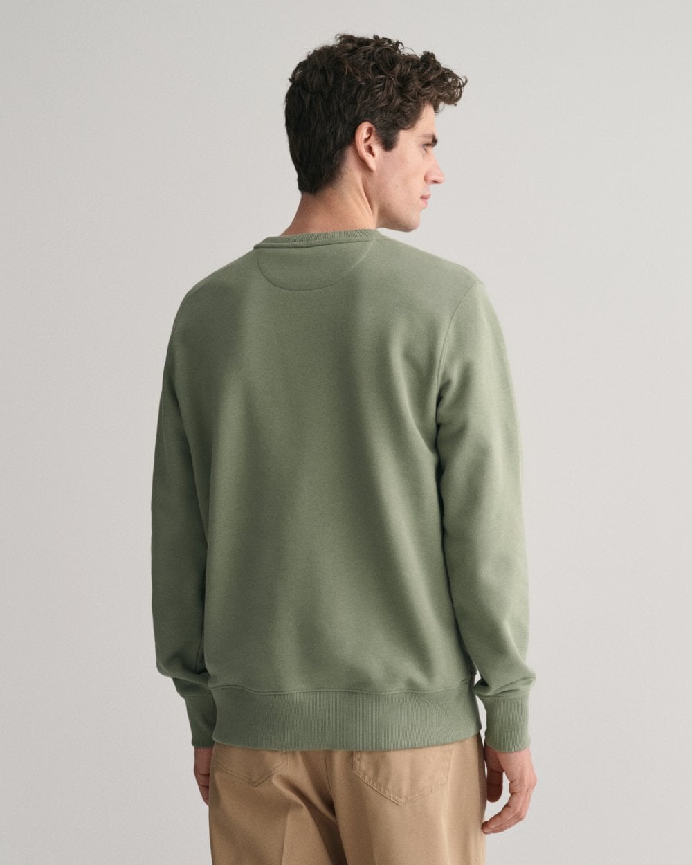 GANT Mens Regular Fit Shield Logo Crew Neck Sweatshirt - 375 Dry Green