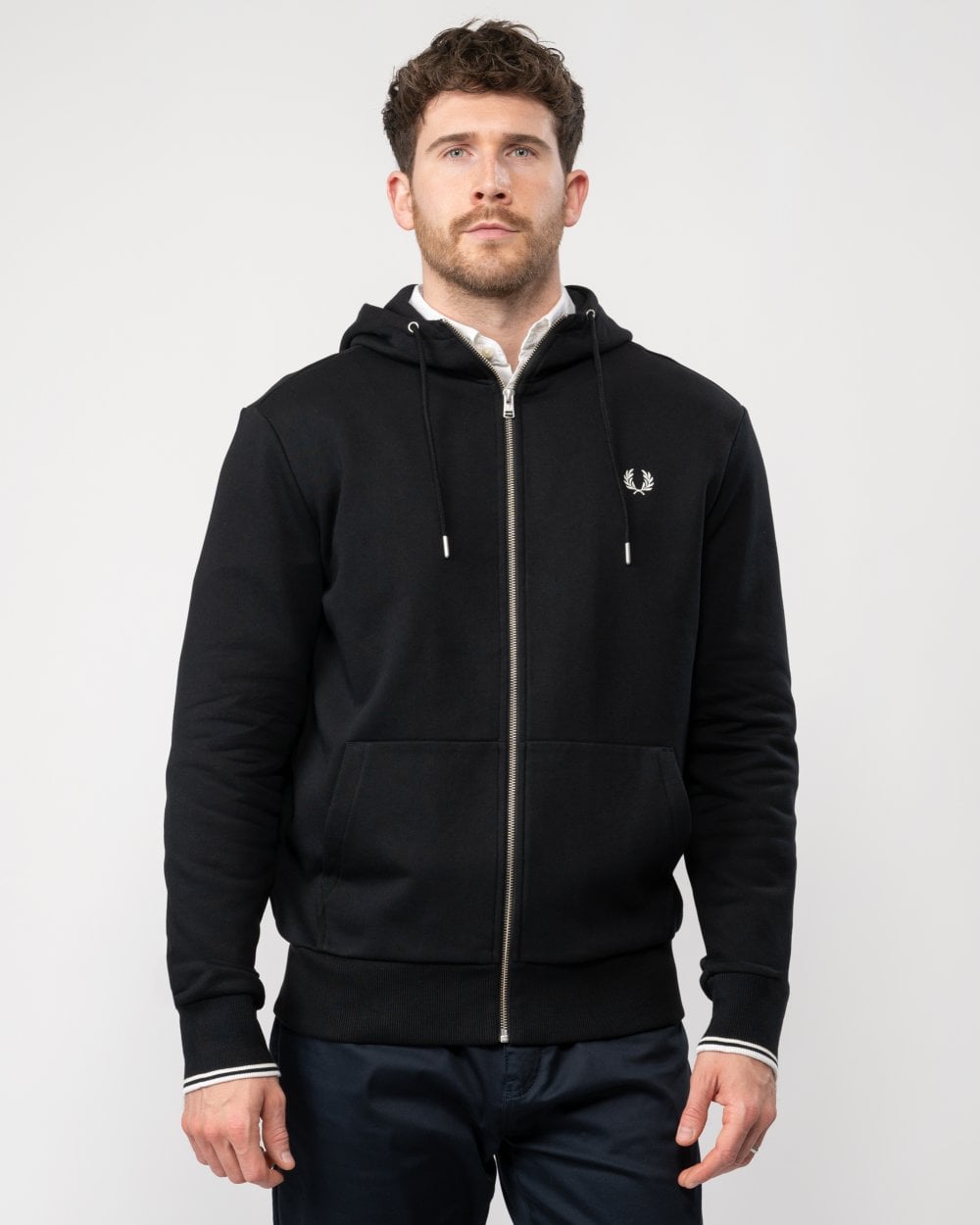 Fred Perry Mens Zip Through Hoodie NOS - Black 198