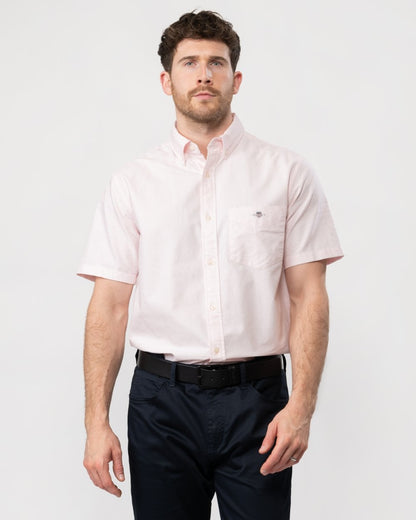 GANT Mens Regular Fit Short Sleeve Oxford Shirt - 662 Light Pink