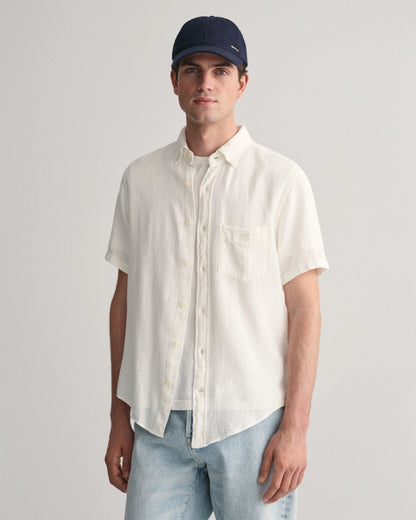 GANT Mens Regular Fit Cotton Linen Texture Short Sleeve Shirt