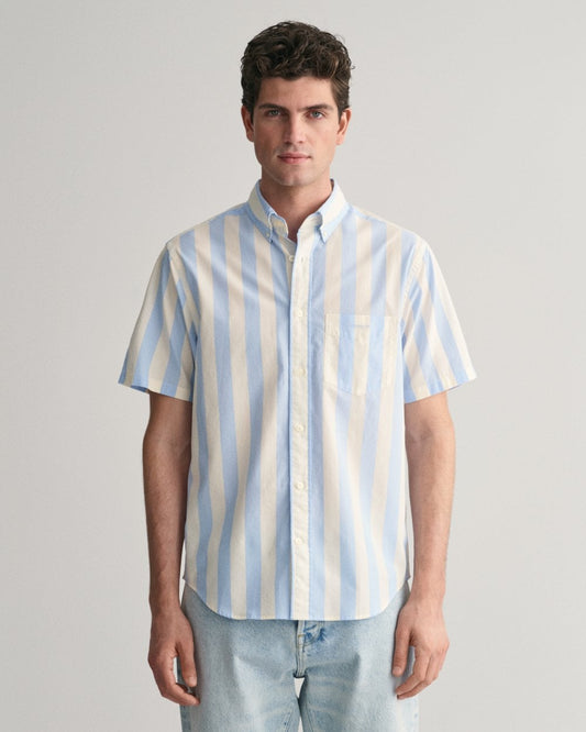GANT GANT Mens Regular Fit Poplin Parasol Stripe Short Sleeve Shirt