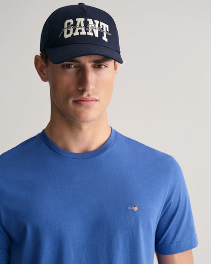 GANT Mens Regular Fit Short Sleeve Shield Logo T-Shirt - 407 Rich Blue - CHO - Designer Mens Logo T-Shirts