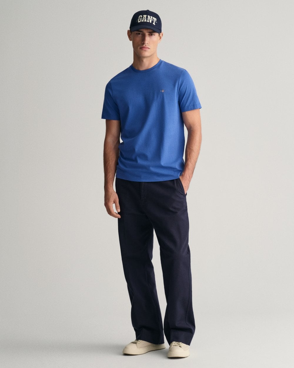 GANT Mens Regular Fit Short Sleeve Shield Logo T-Shirt - 407 Rich Blue - CHO - Designer Mens Logo T-Shirts