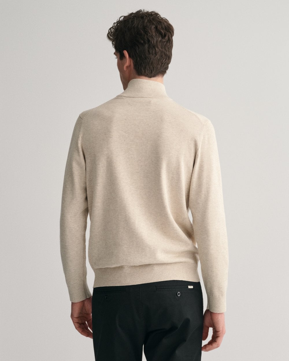 GANT Mens Classic Cotton Half Zip Jumper - 291 Light Beige Melange