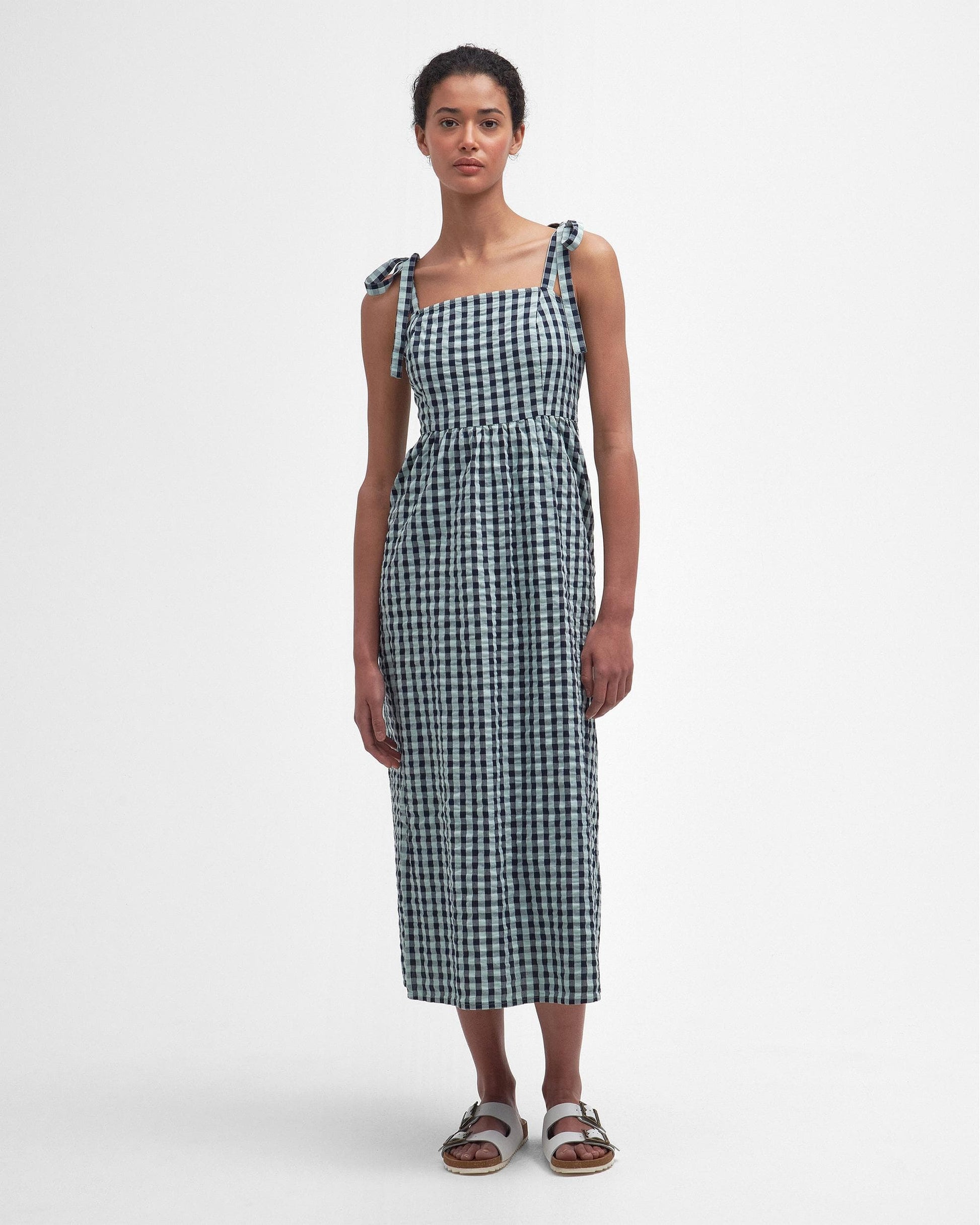 Barbour Abigail Womens Gingham Midi Dress