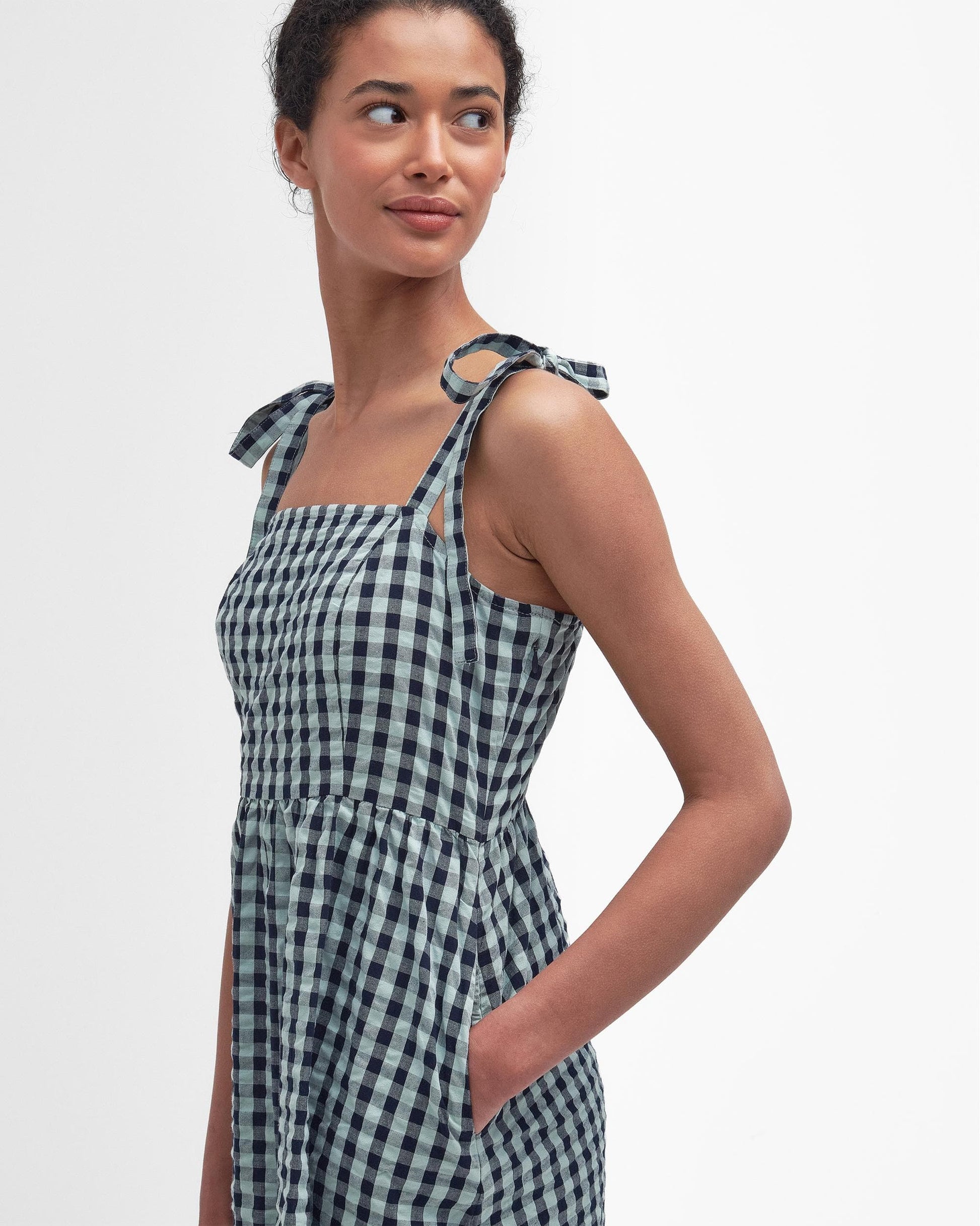 Barbour Abigail Womens Gingham Midi Dress