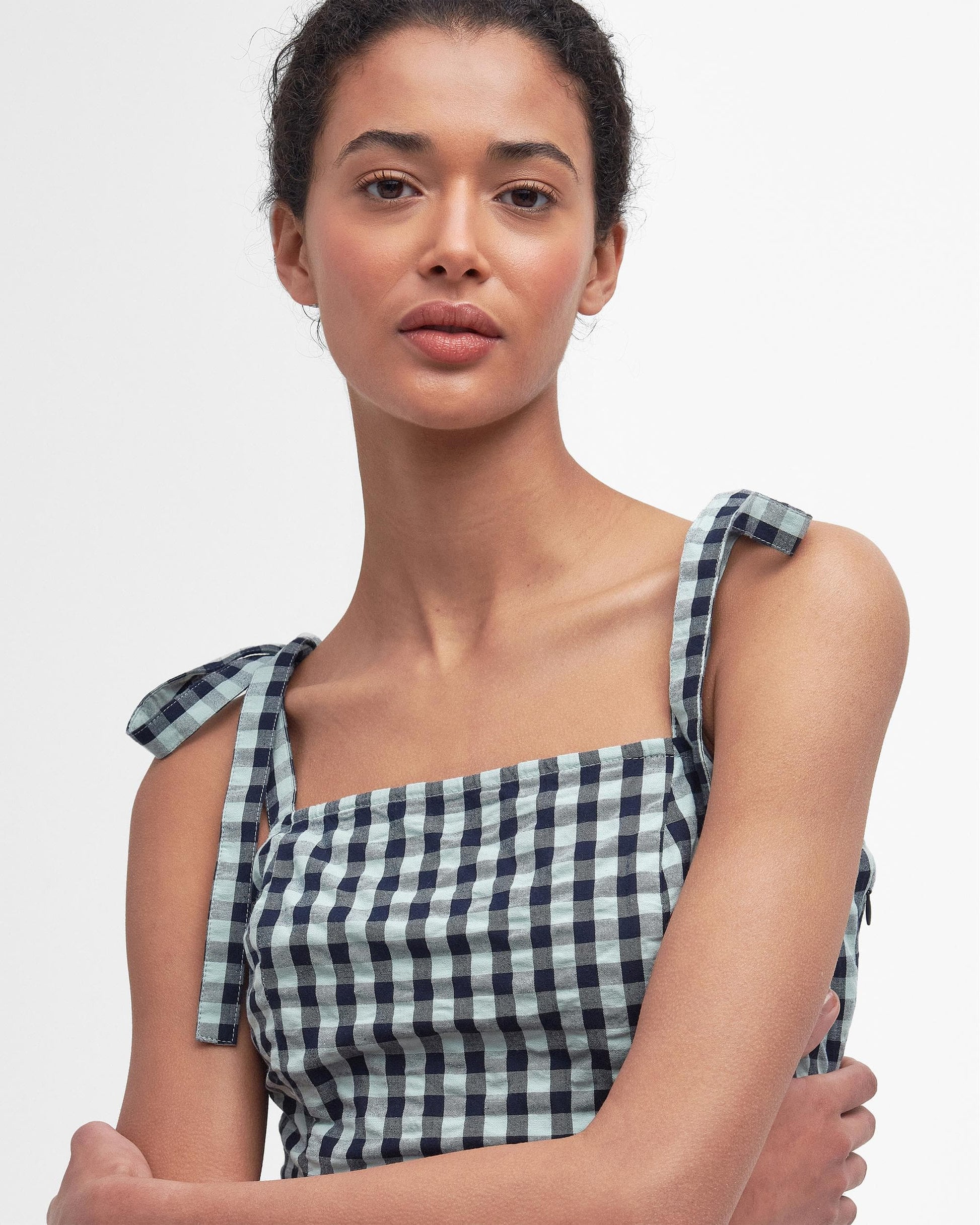 Barbour Abigail Womens Gingham Midi Dress
