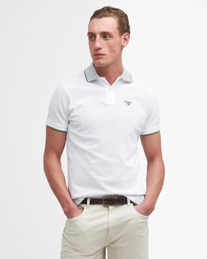 Barbour Denwick Mens Tailored Polo Shirt - White