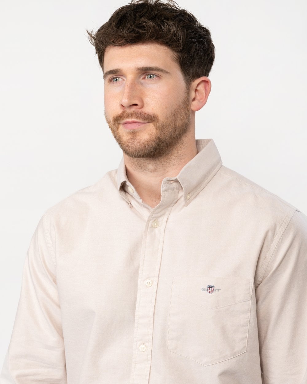 GANT Mens Regular Fit Long Sleeve Oxford Shirt - 277 Dry Sand