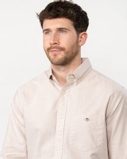 GANT Mens Regular Fit Long Sleeve Oxford Shirt - 277 Dry Sand