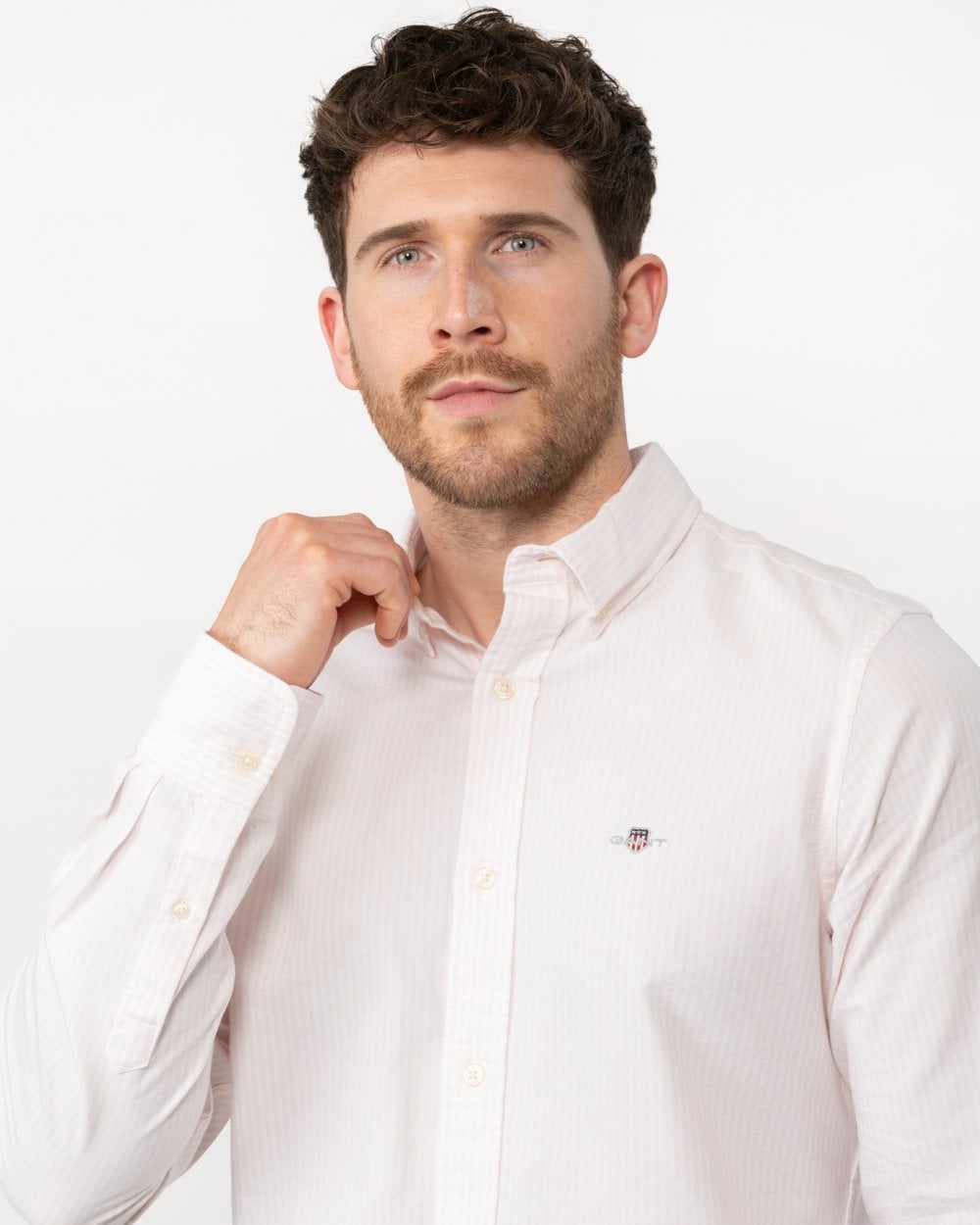 GANT Mens Slim Fit Oxford Banker Stripe Shirt - 662 Light Pink