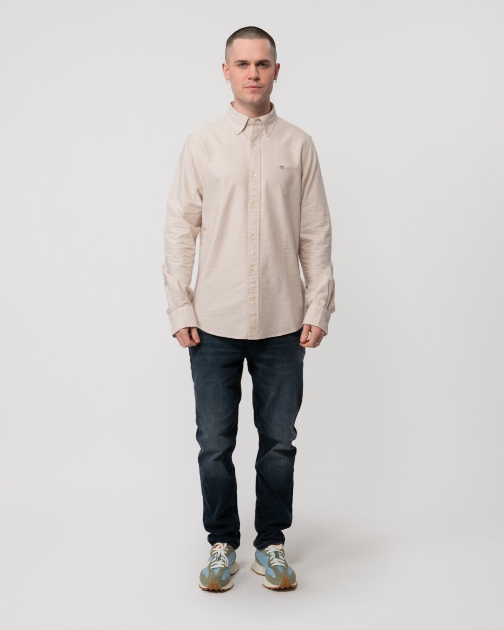 GANT Mens Slim Fit Long Sleeve Oxford Shirt - 277 Dry Sand