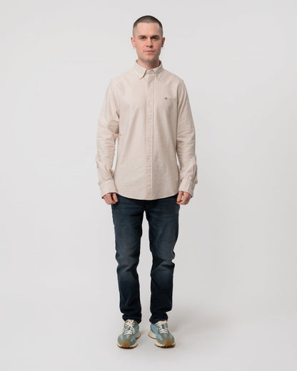 GANT Mens Slim Fit Long Sleeve Oxford Shirt - 277 Dry Sand