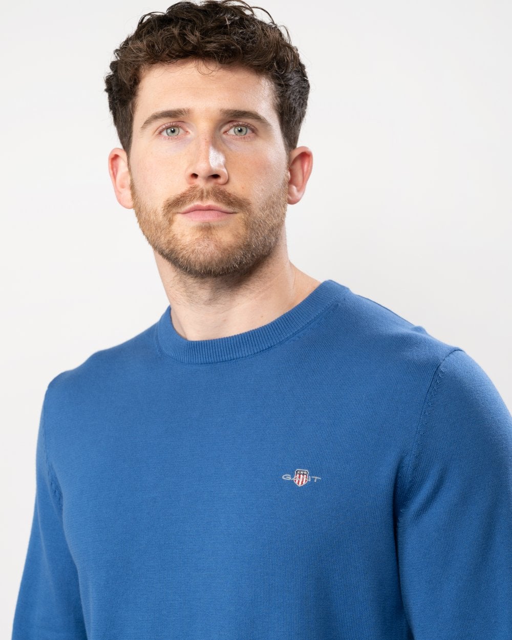 GANT Mens Classic Cotton Crew Neck Jumper - 407 Rich Blue