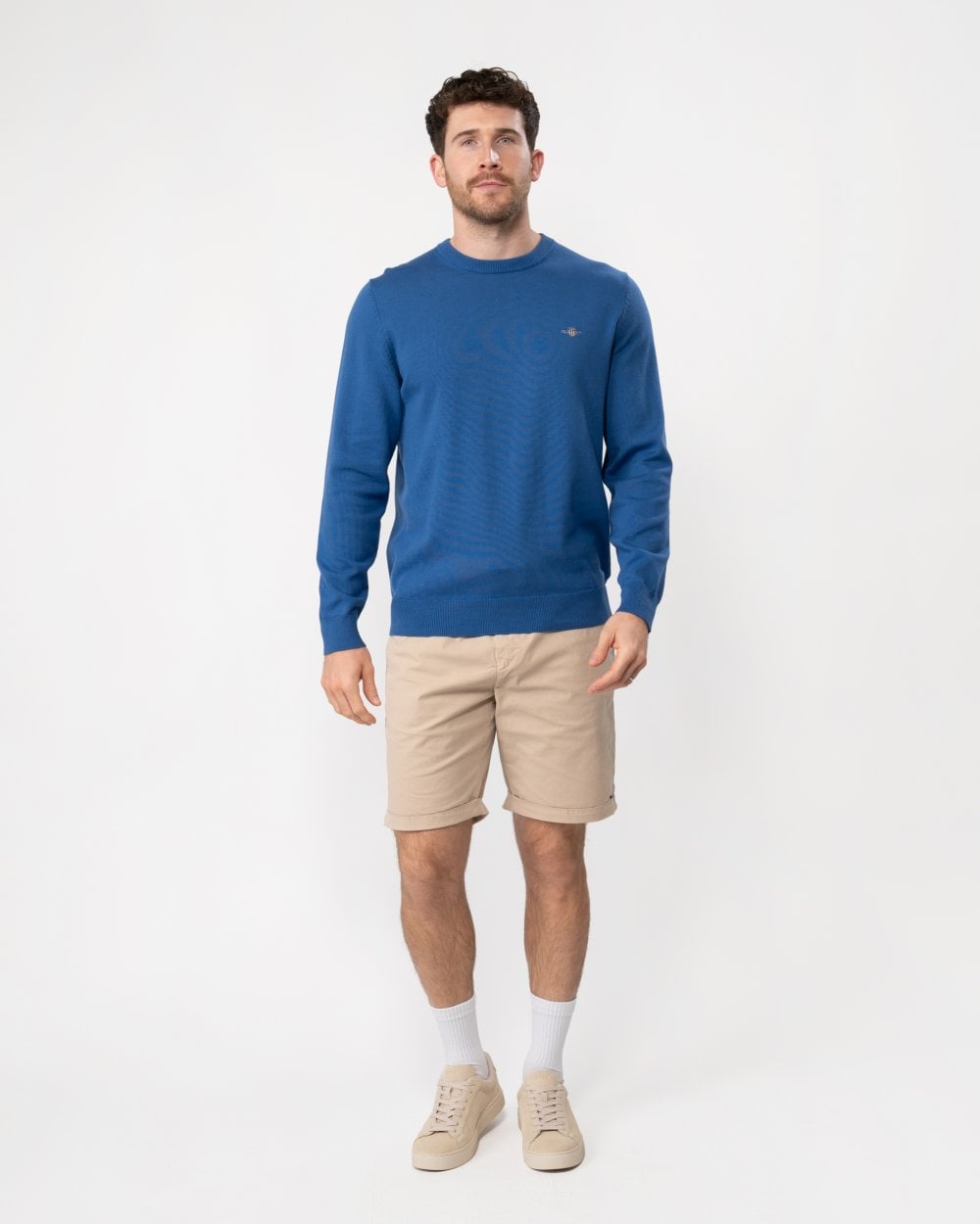 GANT Mens Classic Cotton Crew Neck Jumper - 407 Rich Blue