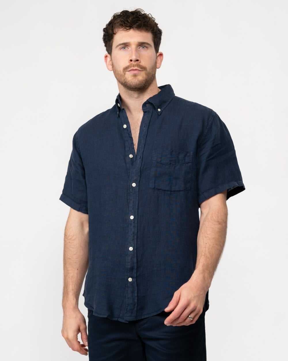 GANT GANT Mens Regular Garment Dyed Linen Short Sleeve Shirt