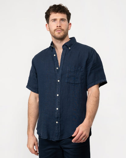GANT GANT Mens Regular Garment Dyed Linen Short Sleeve Shirt