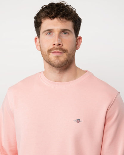 GANT Mens Regular Fit Shield Logo Crew Neck Sweatshirt - 671 Bubblegum Pink