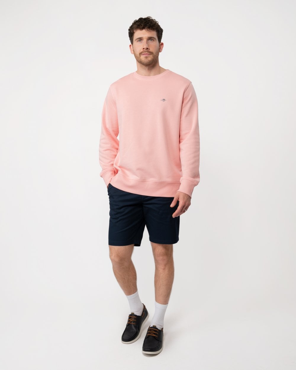 GANT Mens Regular Fit Shield Logo Crew Neck Sweatshirt - 671 Bubblegum Pink