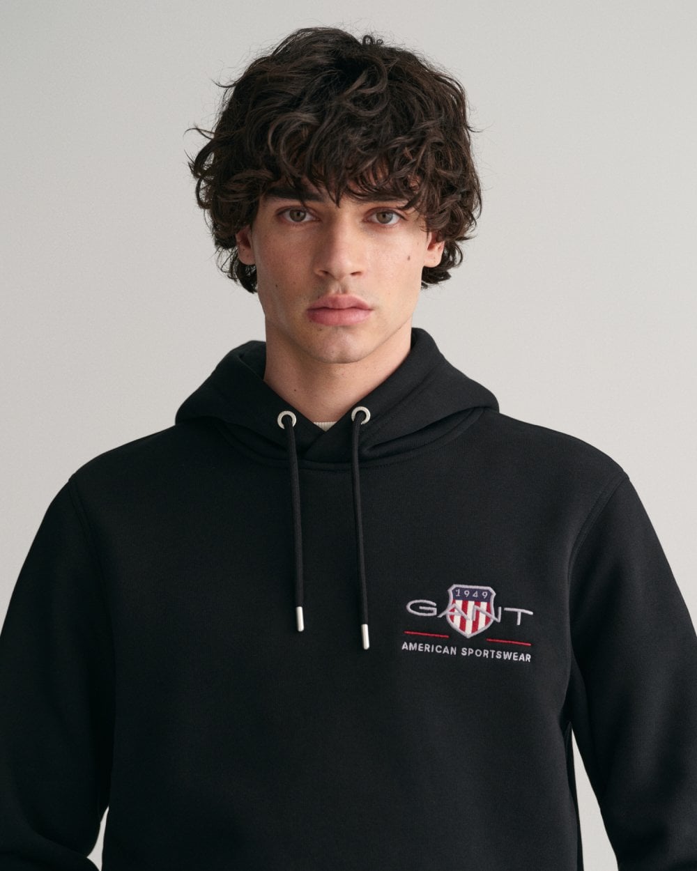 GANT Mens Regular Fit Medium Archive Shield Pullover Hoodie - 5 Black