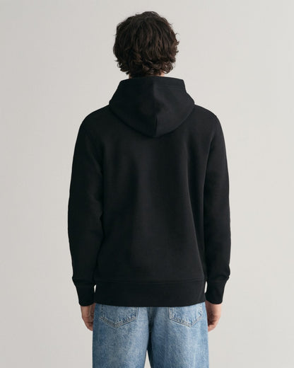 GANT Mens Regular Fit Medium Archive Shield Pullover Hoodie - 5 Black