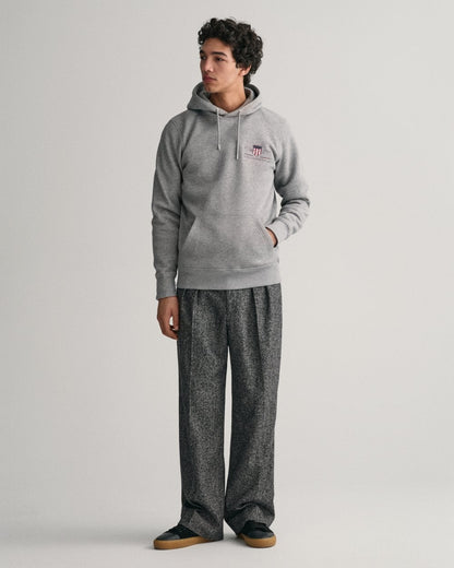 GANT Mens Regular Fit Medium Archive Shield Pullover Hoodie - 93 Grey Melange