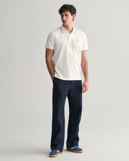 GANT Mens Short Sleeve Tipping Pique Polo - 110 White