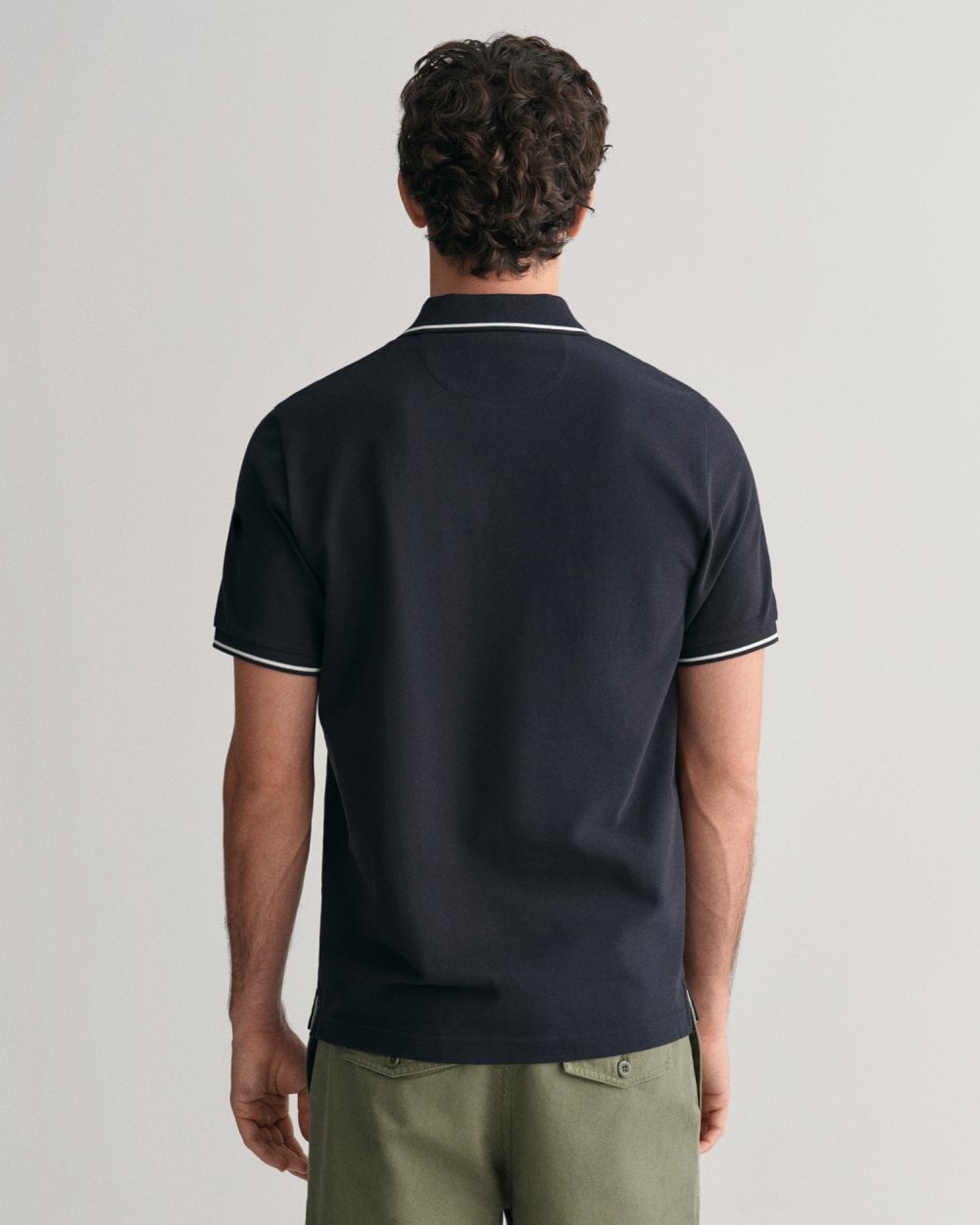 GANT Mens Short Sleeve Tipping Pique Polo - 5 Black