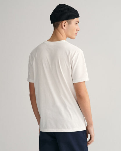 GANT Mens Regular Fit Embroidered Archive Shield T-Shirt - 110 White