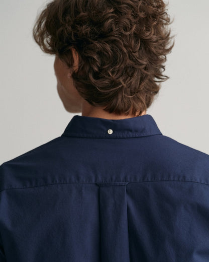 GANT Mens Regular Fit Long Sleeve Poplin Shirt - 410 Marine