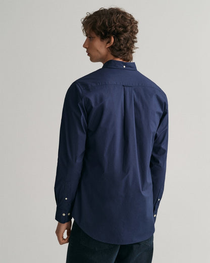GANT Mens Regular Fit Long Sleeve Poplin Shirt - 410 Marine