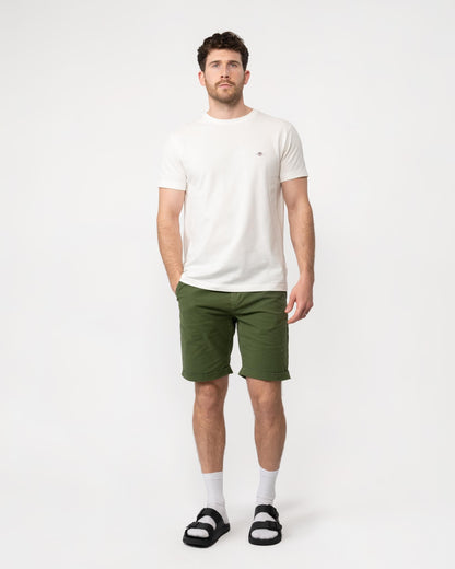 GANT Mens Slim Pique Short Sleeve T-Shirt - 113 Eggshell