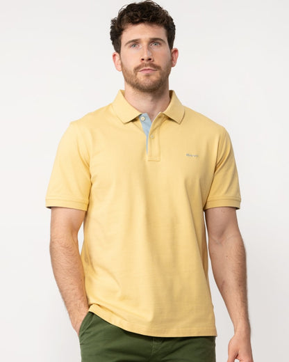 GANT Regular Fit Short Sleeve Contrast Pique Rugger - 726 Dusty Yellow