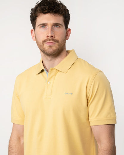 GANT Regular Fit Short Sleeve Contrast Pique Rugger - 726 Dusty Yellow