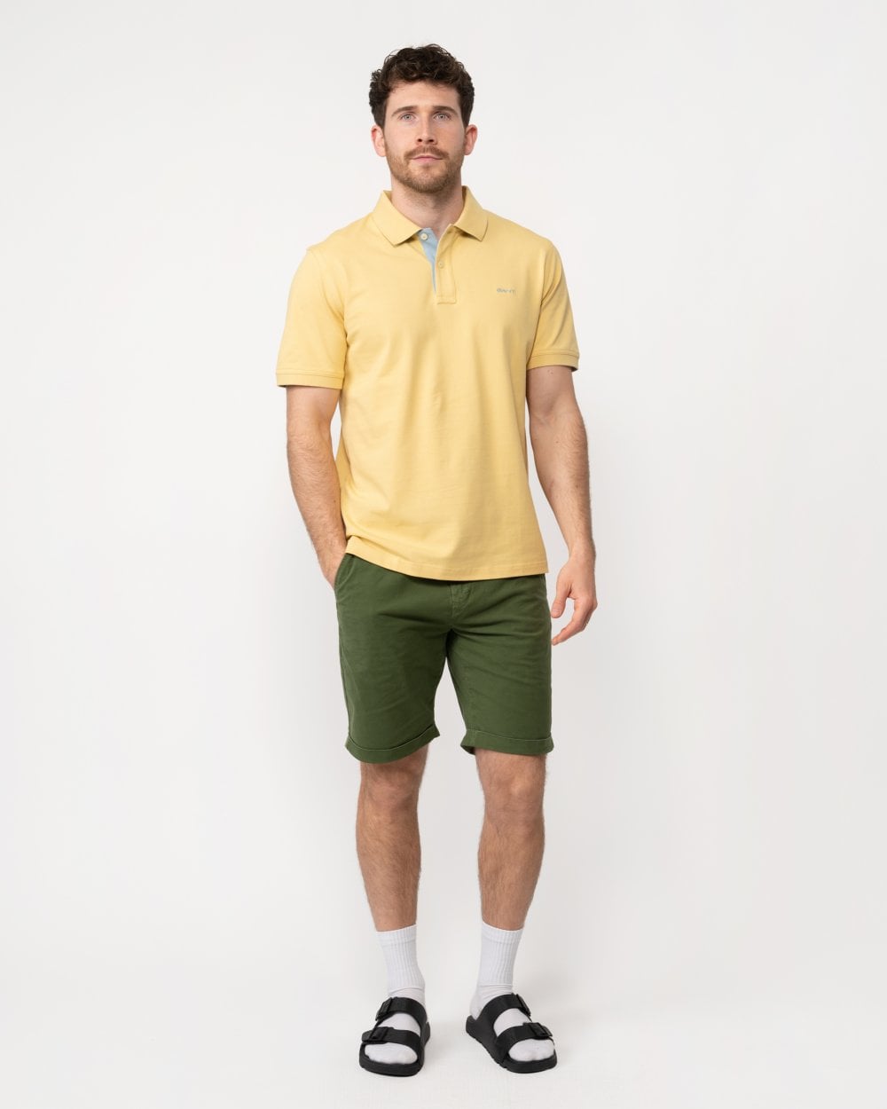 GANT Regular Fit Short Sleeve Contrast Pique Rugger - 726 Dusty Yellow