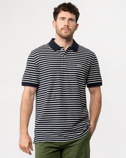 GANT GANT Mens Striped Short Sleeve Pique Polo