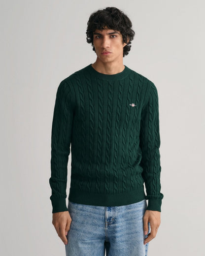 GANT Mens Cotton Cable Knit Crew Neck Jumper