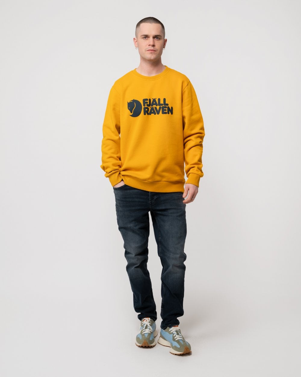 Fjallraven Logo Mens Sweatshirt - Mustard Yellow 161