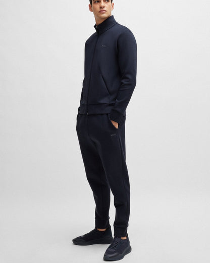 BOSS Green Skaz Mens Stretch-Cotton Full Zip Sweatshirt with Logo Print - Dark Blue 402