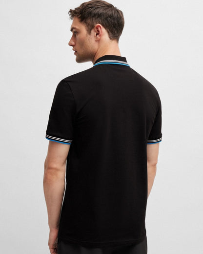 BOSS Green Paul Mens Short Sleeve Polo Shirt With Contrast Tipping - Black 004